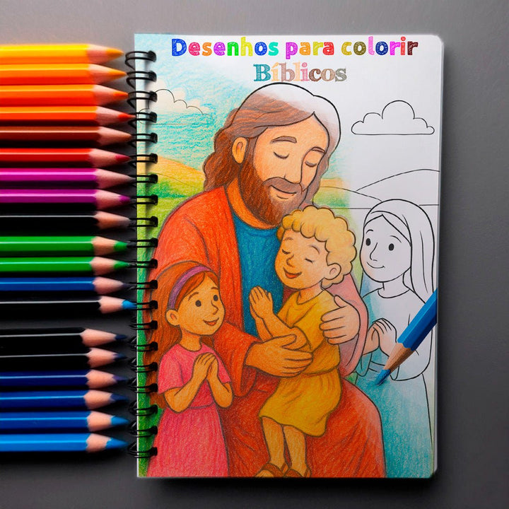 Livro de Colorir Cristão Histórias Bíblicas De Gênesis a Apocalipse (+BRINDE) infantil Pintar A4 Grande - O MECANISMO
