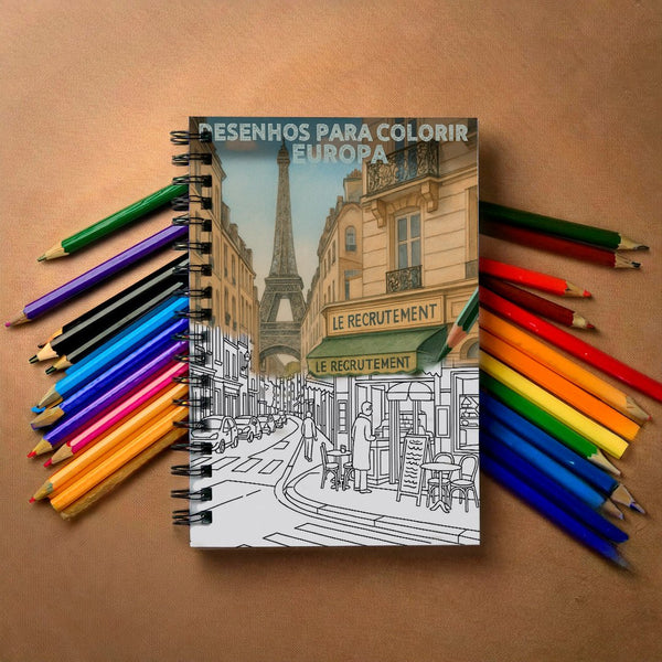 Livro de Colorir Terapêutico para Ansiedade e Depressão + Kit Lápis de Cor – Encantos da Europa - O MECANISMO