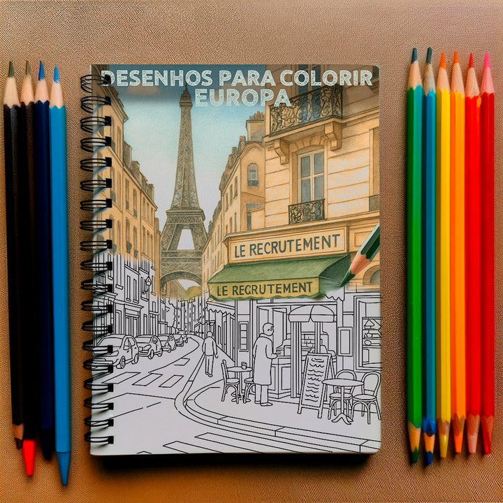 Livro de Colorir Terapêutico para Ansiedade e Depressão + Kit Lápis de Cor – Encantos da Europa - O MECANISMO